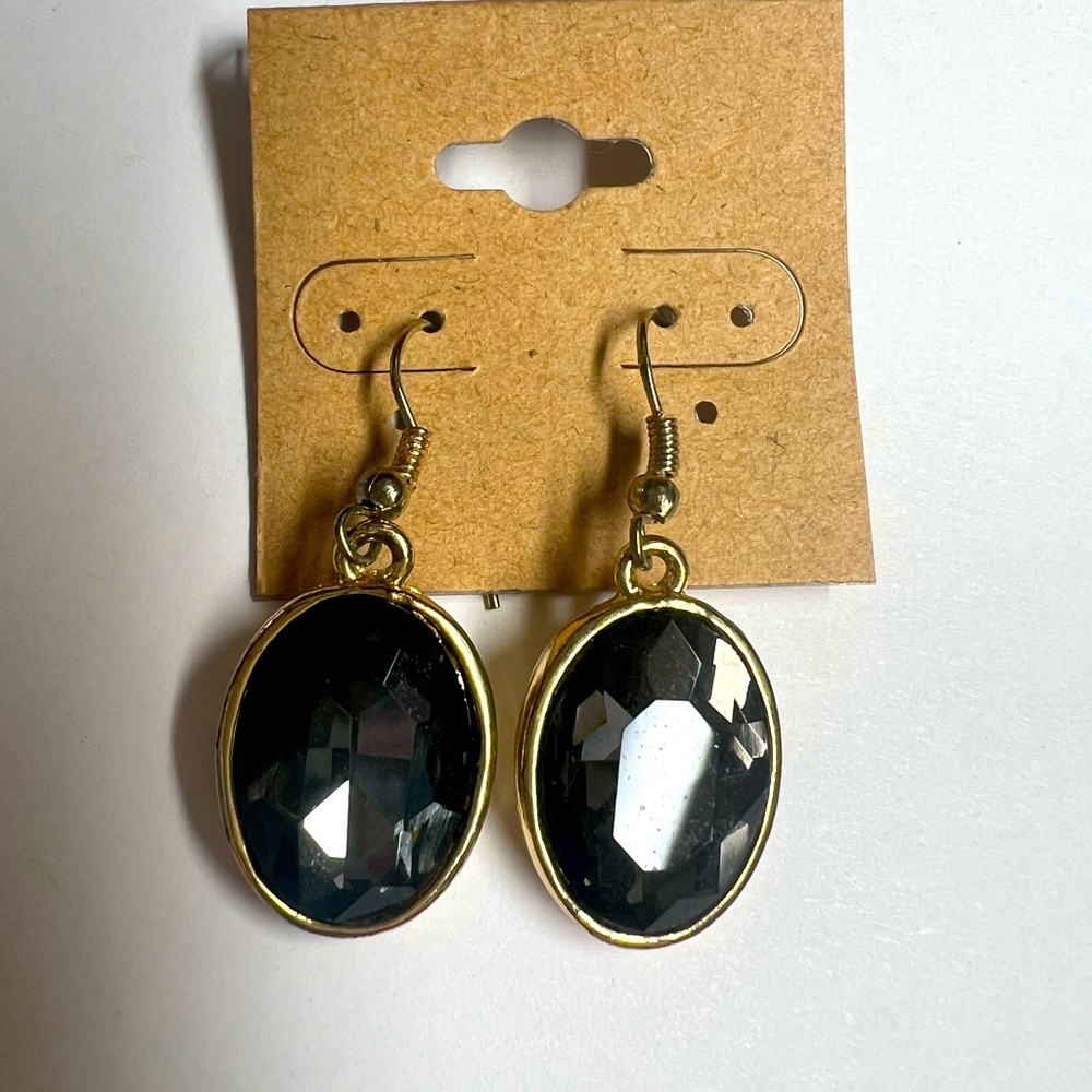 Smoky and gold dangle earrings